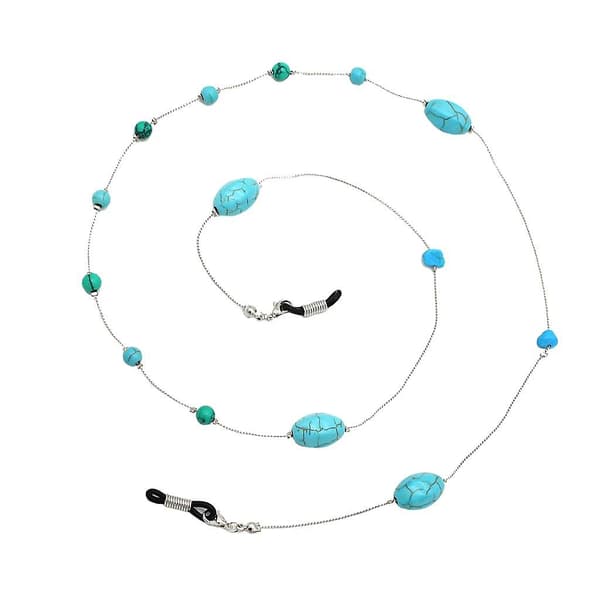 4x blå Sten Perle Brille Solbrille Snøre Kæde Tilbehør