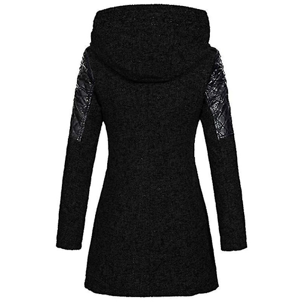 Dame Skrå Glidelås Slim Fit Hettejakker Stilig Varm Vinter Trenchcoat L Wine Red