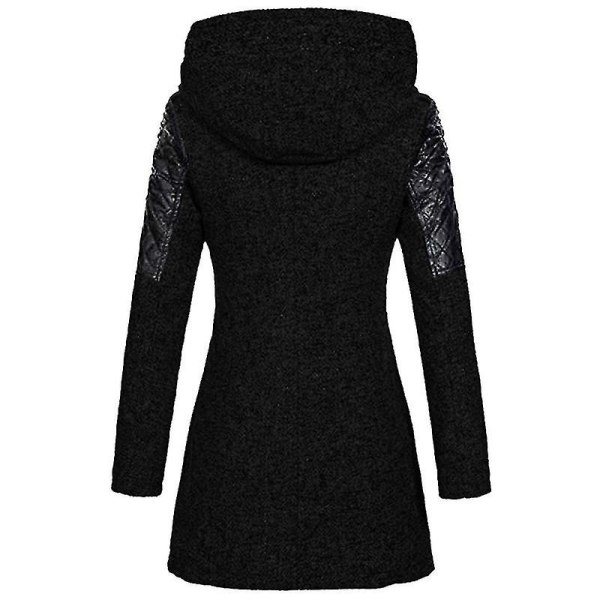 Dame Skrå Glidelås Slim Fit Hettejakker Stilig Varm Vinter Trenchcoat S Black