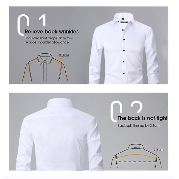 Herr Solid Färg Skjorta Långärmad Slim-fit Skjorta Mode Ungdom Casual Topp 40