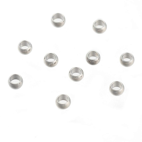100 st 304 Rostfritt Stål Distanspärlor Rondelle Rostfritt Stål Färg 2,5x1,5 mm Hål: 1~1,5 mm