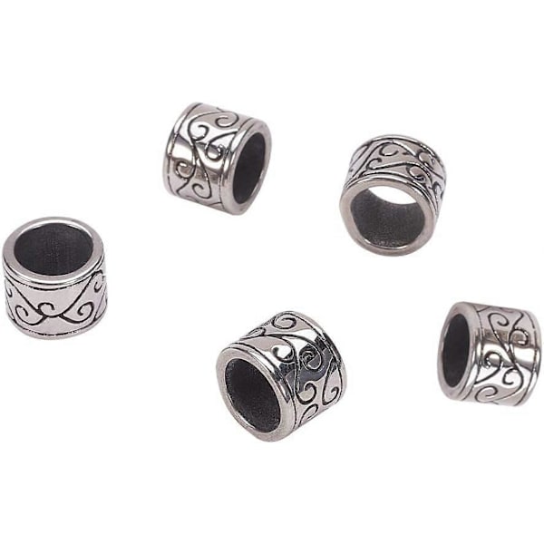 10 stk. 8,5 mm hull Rustfritt stål Søyleperler Rørperler Charms Metall Store Hullperler Antikk Sølv Spacer Løse Perler Europeiske Charms