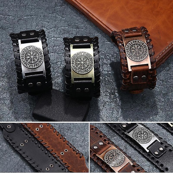 Pu Läder Metall Rock Armband Vintage Stil Justerbar Pirat Hand Band Smycken Present Till