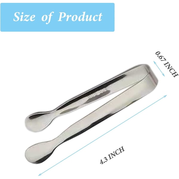 6 stk. Istenger Mini Sukker-tenger 10,8 cm Rustfritt Stål Små Serveringstenger, Små Kjøkken-tenger For Appetittvekkere, Teselskap, Kaffebar, Desserter