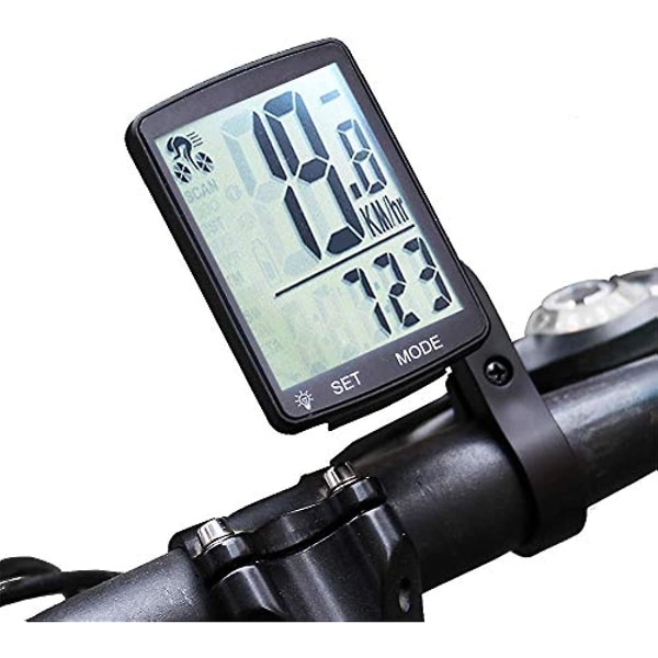 Dricar Cykelcomputer Trådløs Vandtæt Cykelcomputer Multifunktionel Cykel Speedometer Odometer Med Stor Baggrundsbelyst LCD-skærm Til Sporing D Blue