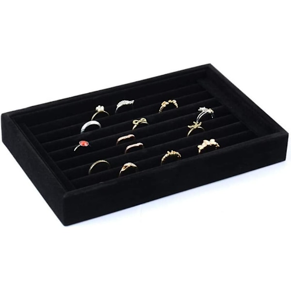 4-pak Fløjl 7 Slots Ring Øreringe Fremvisningsbakker Holder Skuffeindsats Smykke Display Organizer