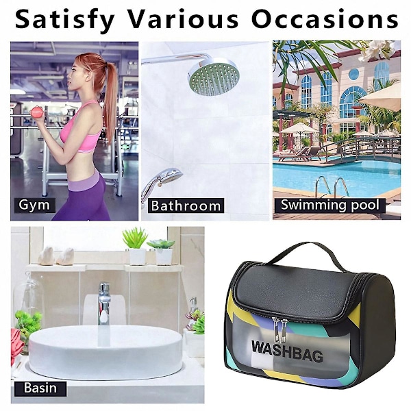 Genomskinlig reseförpackningskub/genomskinlig PU/pvc-påse, transparent multifunktionell väska black