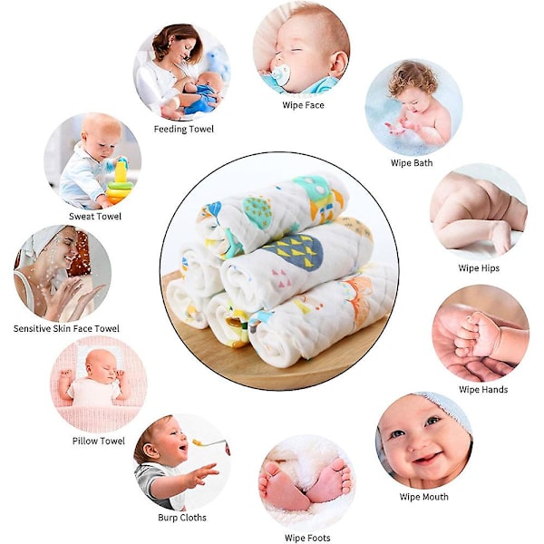 6 st mjölksugande tyg handduk ansikt handduk 25*50cm baby mjölksugande tyg bomullsmaterial 6 lager mjuk absorberande bomullssugande tyg Set3