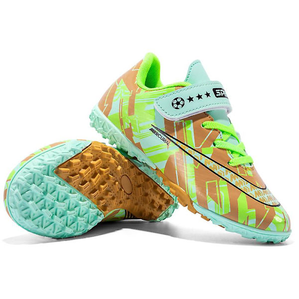 Fotballsko for barn og voksne, høye ankelstøvler, gressbane trening, sportssko sneakers 3B2302 Green 38