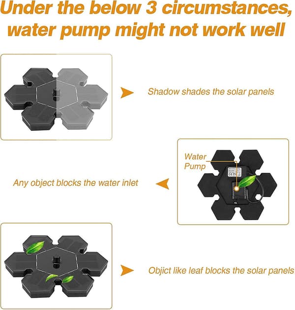 Utomhus solfontän 1,5w, solvattenpump, solcellsdammpump med batteri och 4 munstycken, solfontänpump