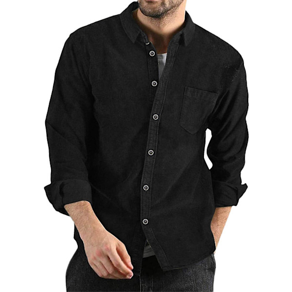 Man Corduroy Reversfrakke Flere Farvemuligheder Velegnet Til Venne Sammenkomster 2XL Black