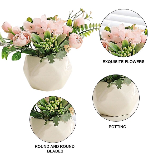 Enkel geometrisk blomkruka simulerad blomma dekoration vardagsrum matbord krukväxt dekoration hem grön växt bonsai pink