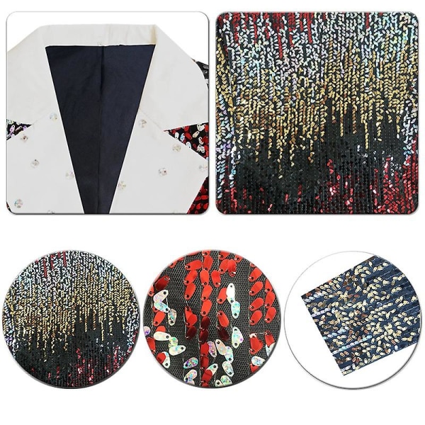 Herre Pailletjakkesæt Smokingjakke, Party Show Punk Prom Scene Blazer Red XL