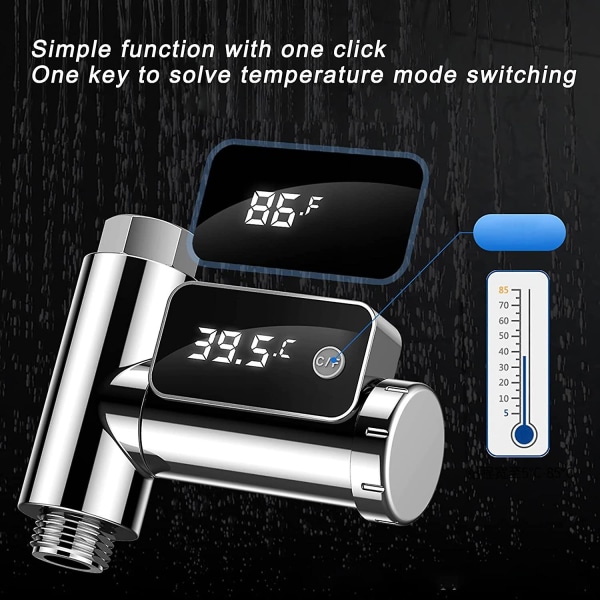 Krantermometer, Silver Led Display Duschtermometer 0,5c Mätnoggrannhet För Barn(g1/2)