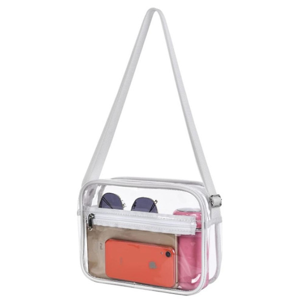 Trefärgad 25*23*7cm Pvc Transparent Crossbody Bag För Bärbar Resa white