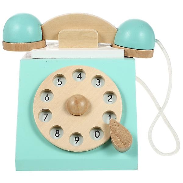 1 st barn leksak hushållsapparat simulering trä telefonleksak för barn Blue 13X12X12CM