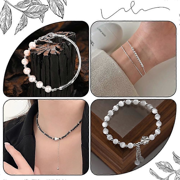 1 Ask 40 st 3 mm Runda Distanspärlor Sterling Silver Lösa Pärlor Små Hål Distanspärlor Smyckesdelar