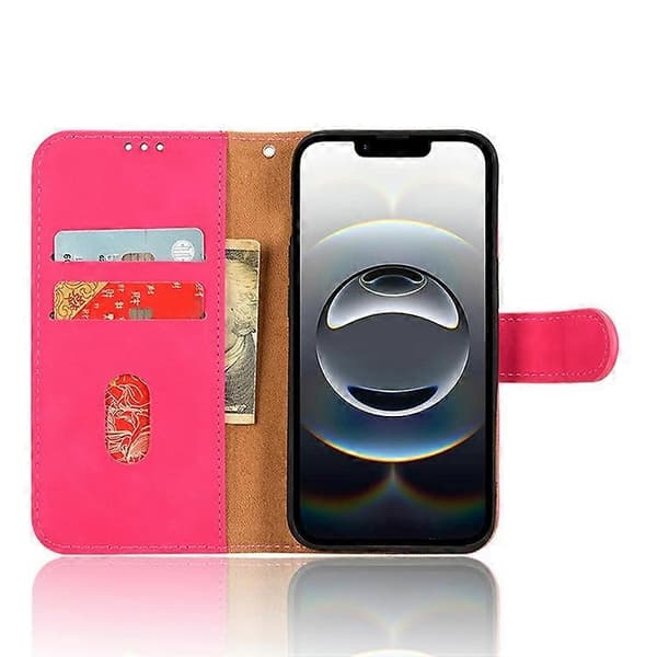 Kompatibelt läderfodral för iPhone 16e, hudkänsla, anti-dropp, plånboksfodral Pink