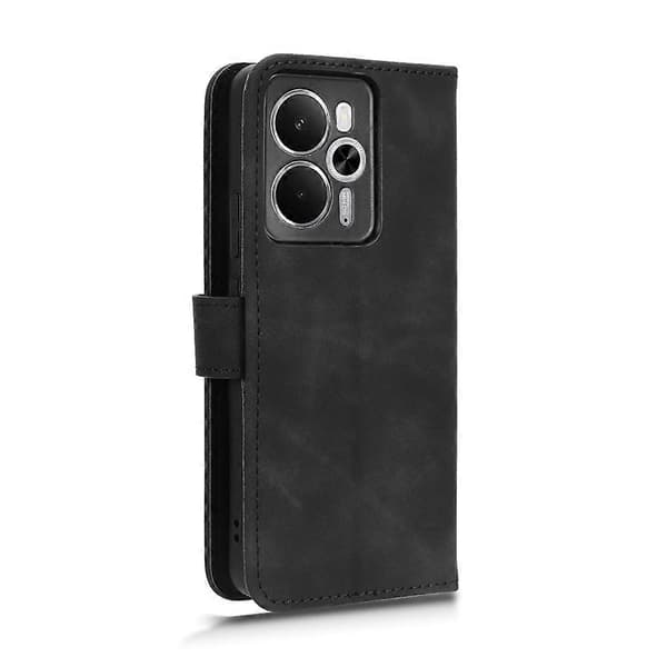 För Realme 14 5G Läderfodral Hudkänsla Anti-fall Plånboksfodral