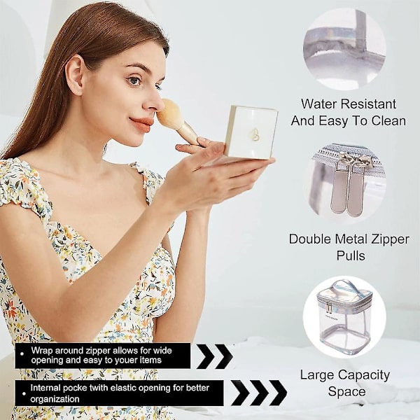 Värikäs Läpinäkyvä Kannettava Kosmetiikkalaukku, Kannettava, Vedenpitävä ja Suurikapasiteettinen, Valmistettu PVC:stä style3