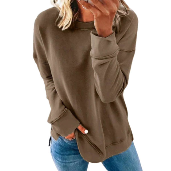 Dame 2022 Efterår Vinter Hættetrøje Tyk Sweatshirt Dame Toppe Løs Afslappet Rund 4XL Khaki