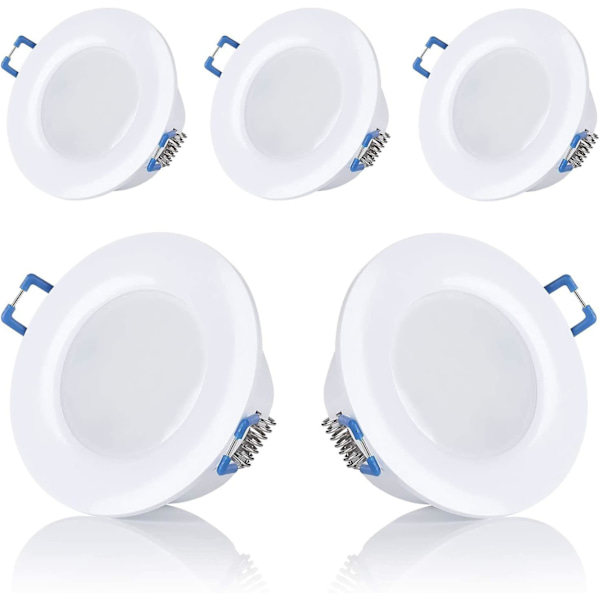 Set med 5 LED-strålkastare för badrum, IP44, 230 V, 5 W, öppning: 75-80 mm (varmvit)