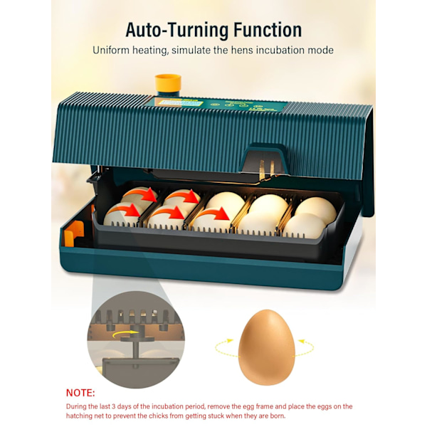10-ägg inkubator helt automatisk, inkubatormaskin helt automatisk, kycklinginkubator med automatiskt rotationssystem och temperatur