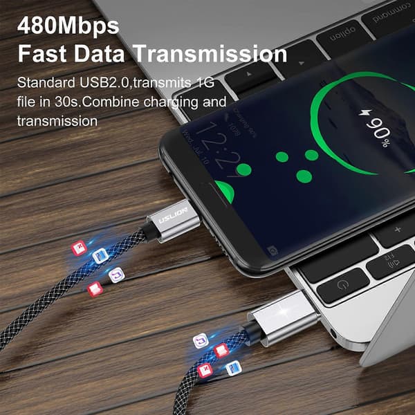 Magnetisk USB-C-kabel 100W (20V/5A MAX), USB-C til USB-C-kabel, dataoverførings-USB-ladekabel for bærbar PC