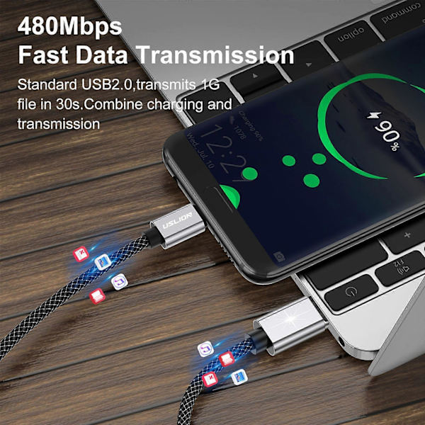 Magnetisk USB C-kabel 100W (20V/5A MAX), USB-C til USB-C-kabel, Dataoverførsel USB-opladerkabel til bærbar computer
