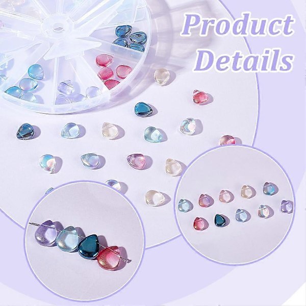150 stk. 10 farver Transparente spraymalede perler Glitter Krystal Løse perler Dråbeformede perler Charms Topborede glasafstandsstykker til DIY håndværk