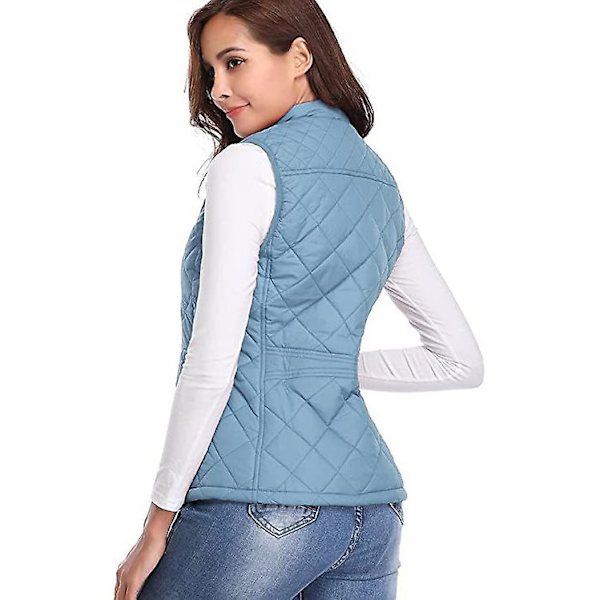 Dame Quiltet Lynlåsvest, Ærmeløs Jakkevest Blue XL