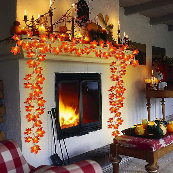 Tackgiving Maple Leaves 3M 20LED Ljuskedja, Höst Maple Leaves Ljuskedja, Höstdekorationer för Semester Höst Girlang Hem Inomhus Dekor
