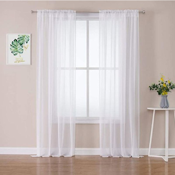 Gennemsigtige gardiner stue stanglomme vinduesgardinpaneler soveværelse semi-transparente voile gardiner lette gardiner White