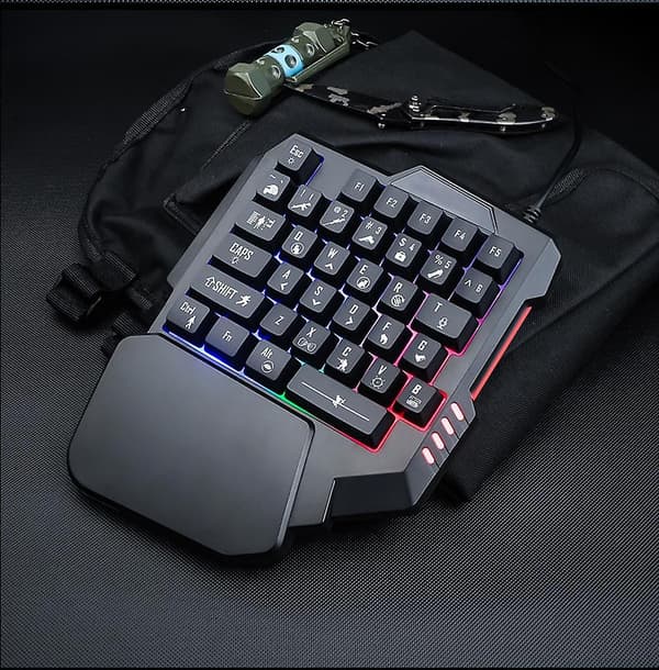 Enhånds Mekanisk Gaming Tastatur Blå Taster RGB Baggrundsbelyst 35 Taster Hurtig Respons Med Håndledsstøtte Spilcontroller Til Computer Desktop Pc Mac Spil