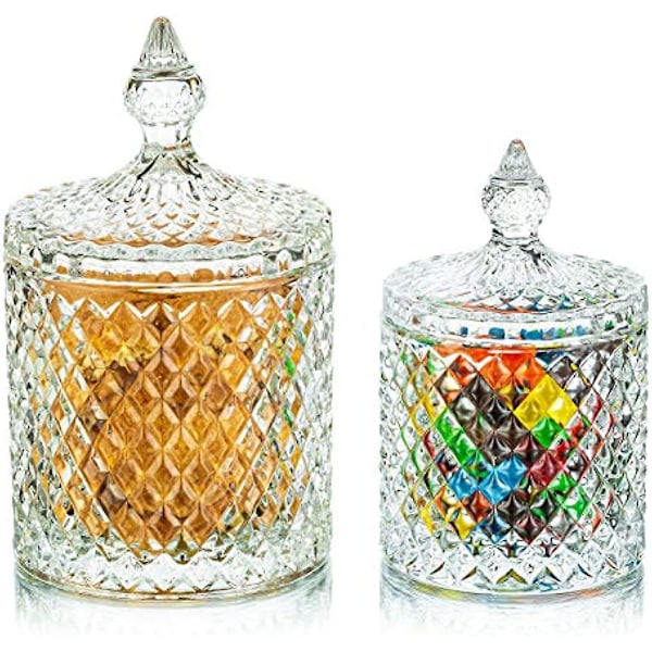 Slikskåle med låg - slikbeholdere glas cookie gennemsigtig krukke til slikbuffet dekorative krukker slikbuffet skåle til fest Colorful S*L