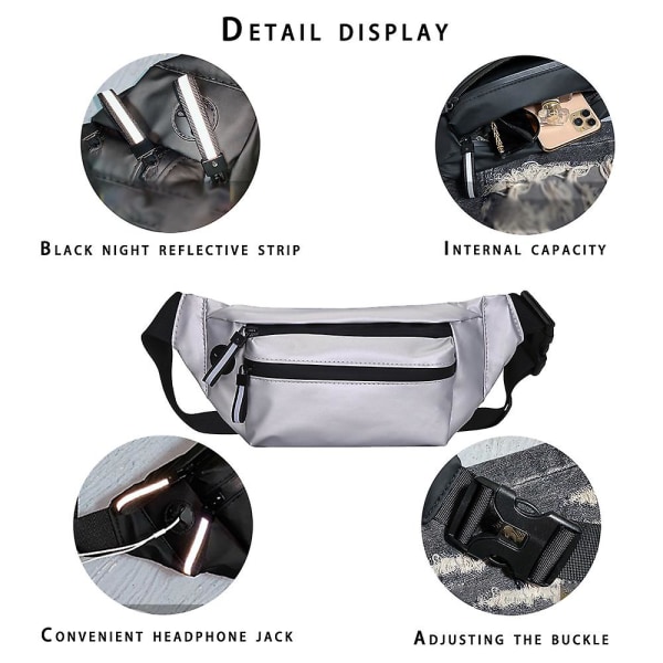 Pu Pocket Herr En-axlad Crossbody Väska-fritids Ryggsäck Sport Diagonal Bakficka silver
