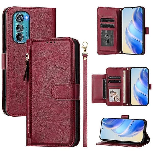 PU-Lærveske for Motorola Edge 30 Dark red