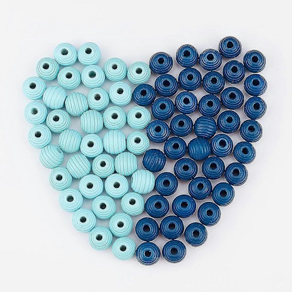 160 kpl Maalattuja luonnonpuuhelmiä 12mm Mehiläispesähelmiä Lankaraita Puupallo 4 Karkkiväriä Hunajakennon muotoisia helmiä Sinisessä sarjassa DIY-askarteluun Korujen valmistukseen