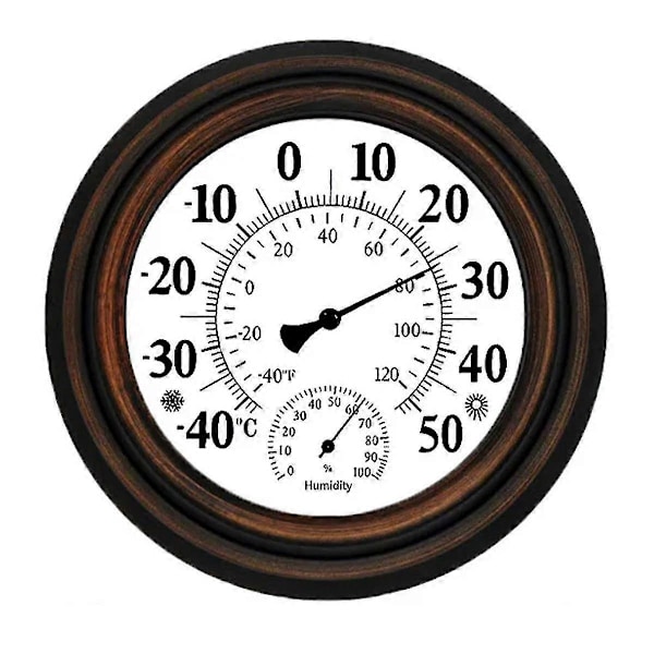20 cm Antik Inomhus- och Utomhustermometer Hygrometer Temperatur Hygrometer Väggklocka Termometer