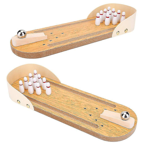 Indendørs Mini Bord Bowling Spil Sæt Træ Bordlegetøj Til Børn Og Voksne