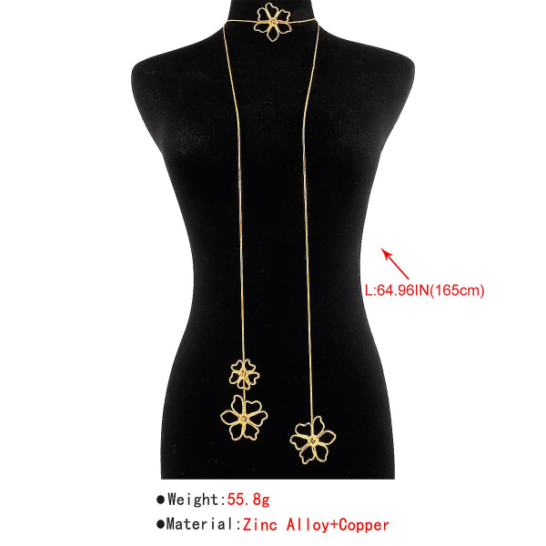 Retro Elegant Langt Metall Vindblomst Halskjede Kreativ Nisje Mote Trendy Halskjede silver necklace