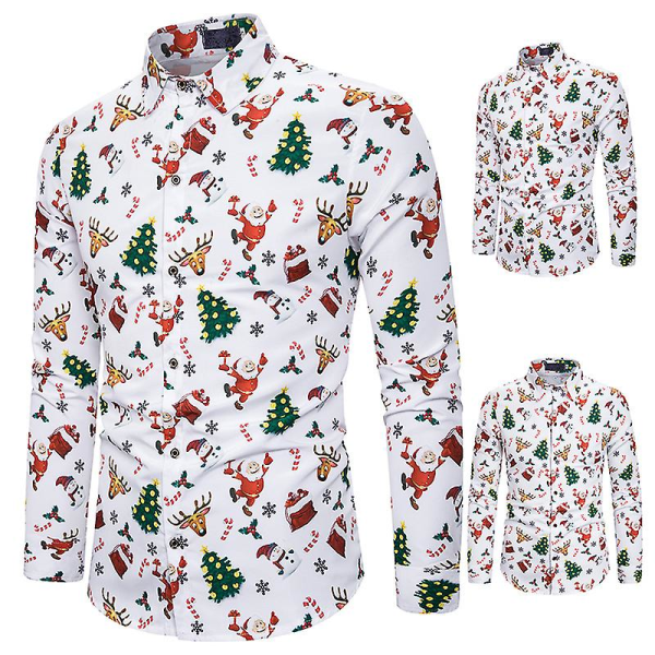 Herre Julemand Julefrokost Langærmet Skjorte med Knapper 2XL