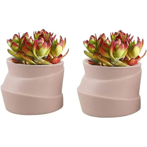 Sæt med 2 keramiske urtepotter - Irregulær form - Kreativ - Til små planter, kaktusser (a + B) style 2