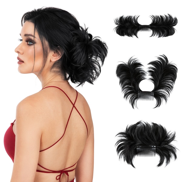 1 stk. Messy Bun Hårdel Sidekam Klips i Hårknute Hårstykke for Kvinner Kort Naturlig Rett Allsidig Justerbar Stil Enkle Hårdeler 1B