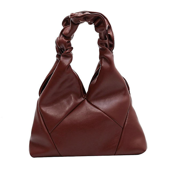 Ny fransk nischdesign veckad molnbagge rombisk kvinnlig bärbar PU axelväska brown