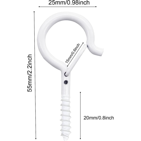 10 st utomhusskruv krokar julgransljus krokar med säkerhetsspänne för utomhus nyårsfest led-tråd och ljusslingor hus garage (vit)