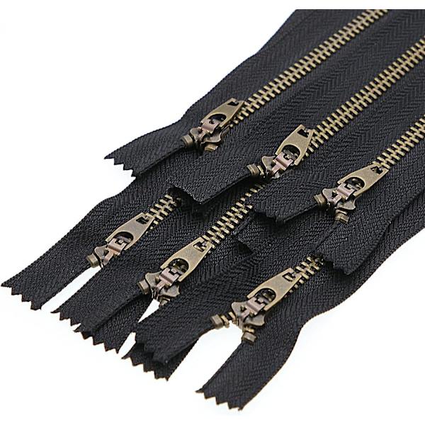 4# Metallblixtlås för jeans Antik mässing Y-tänder Blixtlås 6 tum Stängd ände Jeans Blixtlås 6 st, (svart-mässing)
