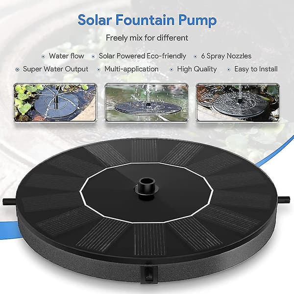 Solcellsfontänpump, Solvattenpump, 1. Heilwiy4w Solvattenpump + 6 Munstycken Style2
