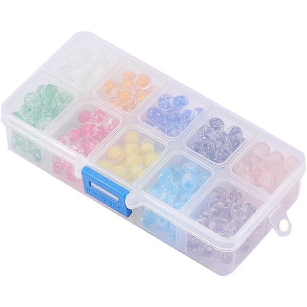 1 Eske 10 Farger 8mm Runde Håndlagde Lysende Lampwork Perler Assortert Parti for Smykkelaging
