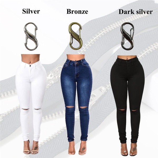 Dragkedja hållare övre för jeans - Spänne för att hålla byxornas dragkedja uppe - Haka för jeans dragkedja och knapp - Håll dragkedjan uppe på byxor - Blanda färger -